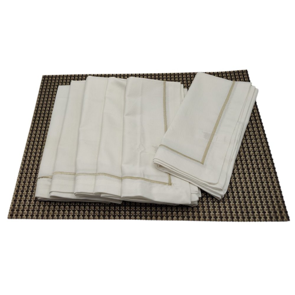 Hotel Collection Set of 6 White Gold Tone Embroidered Edge 20" Square Napkin New